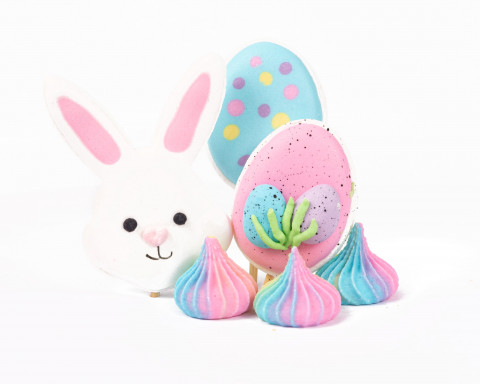 Сахарное украшение "Зайчик и радуга"