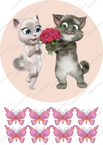 Вафельная картинка "Влюбленные котята"