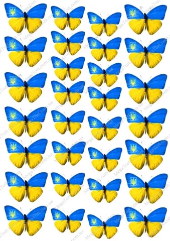 Вафельна картинка "Жовто-сині метелики №54"