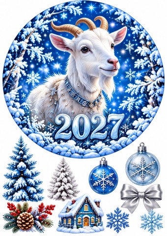 Вафельная картинка Белая козочка 2027