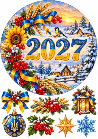 Вафельная картинка Жёлто-голубой 2027