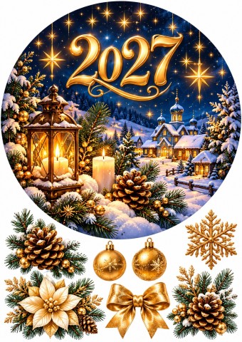 Вафельная картинка Золотой 2027