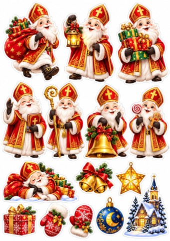 Вафельна картинка Святий Миколай червоний для топерів і пряників