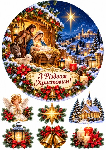 Вафельна картинка Різдвяний вертеп