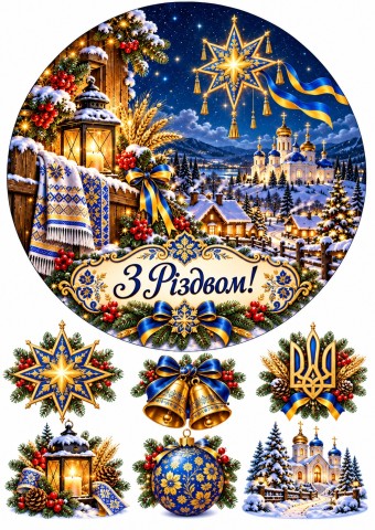 Вафельна картинка Українське Різдво