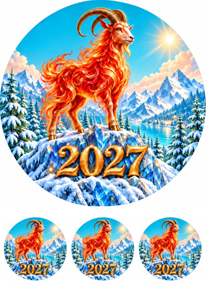 Вафельна картинка Вогняна коза 2027