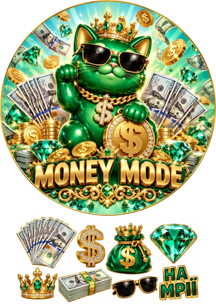 Вафельна картинка Гроші Долари Money Mode Кіт